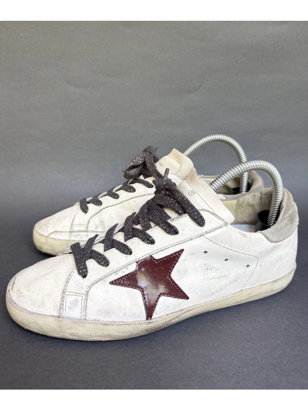 Golden Goose Superstar Leather Women’s Sneakers Sz 39 Gray/Burgundy